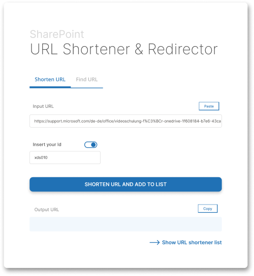 Url Shortener Screenshot